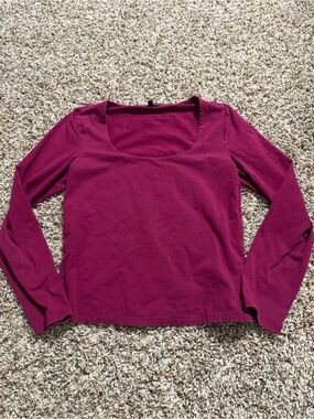 Express Long Sleeve Scoop Neck Top - Fuchsia